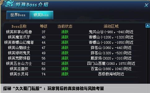 探秘“久久蜀门私服”：玩家背后的真实体验与风险考量